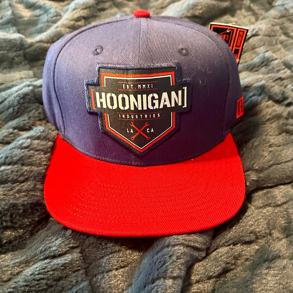 Hoonigan Blue and Red Flat Brim Hat